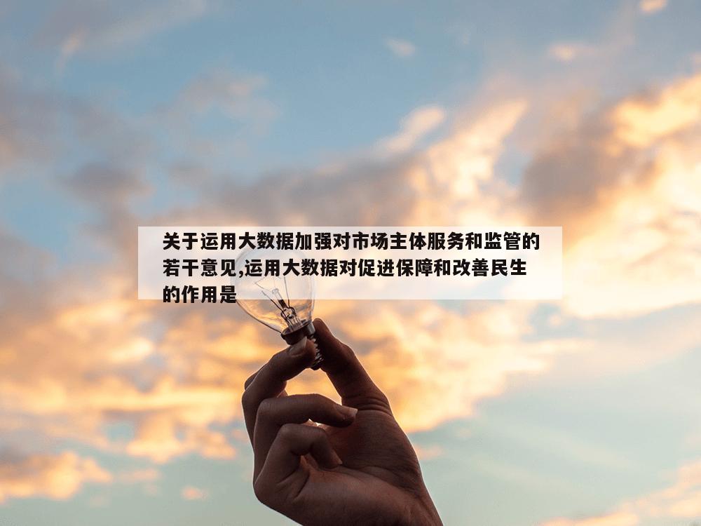 关于运用大数据加强对市场主体服务和监管的若干意见,运用大数据对促进保障和改善民生的作用是