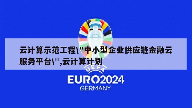 云计算示范工程\"中小型企业供应链金融云服务平台\",云计算计划